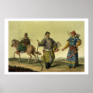 Póster Soldados das bandeiras do Mongolian oito do milita