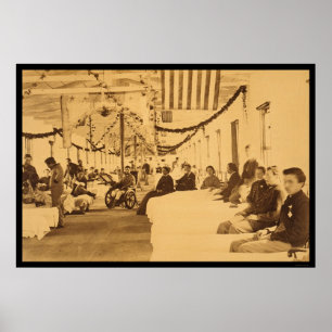 Póster Soldados feridos em C.C. 1864 do hospital do