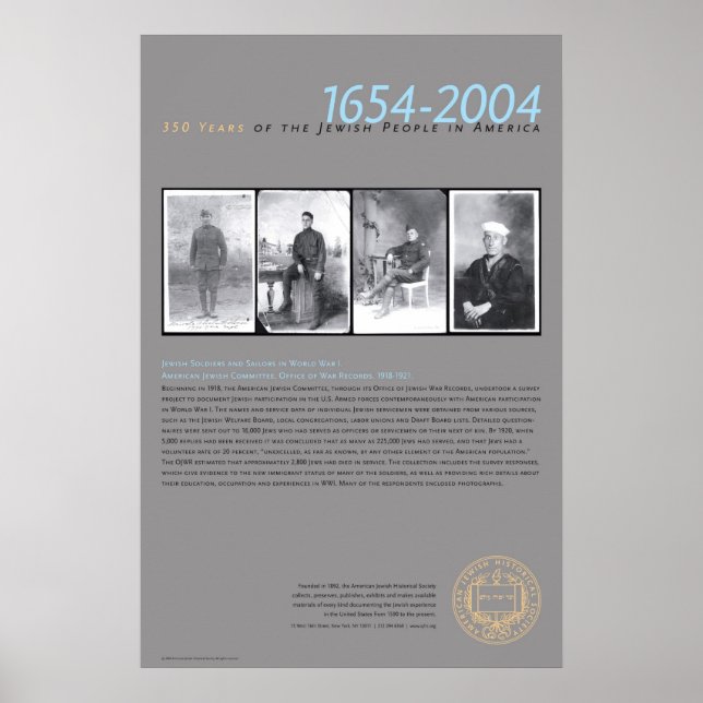 Póster Soldados judeus e marinheiros na WWI (Frente)