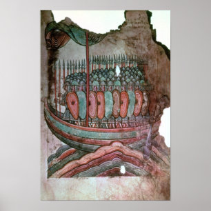 Poster Soldados normandos que cruzam o canal inglês