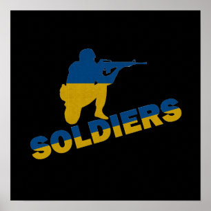 Poster Soldados Ucranianos, Bandeira Ucrânia