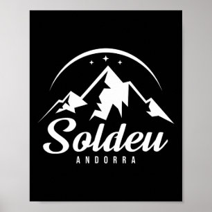 Poster Soldeu Andorra Ski Resort Skibose Snowboard