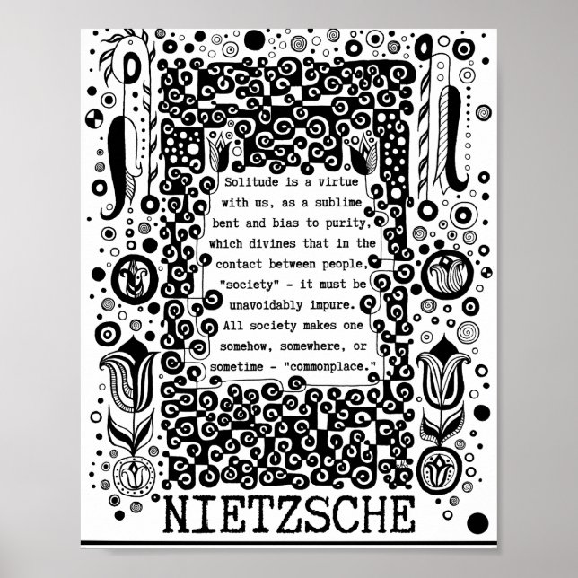 Poster Solidão é uma citação de virtude de Nietzsche (Frente)
