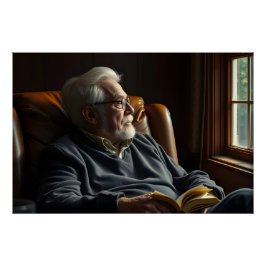 Póster Solidão Idosa Pensiva