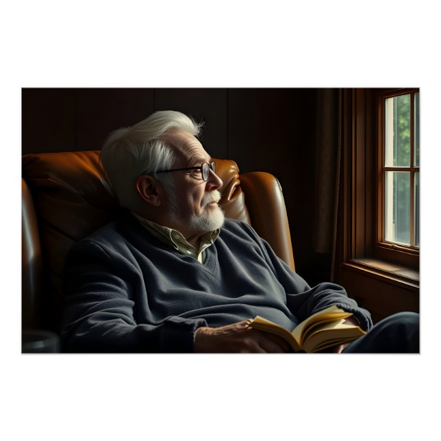 Póster Solidão Idosa Pensiva (Frente)