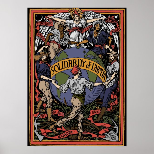 Poster Solidariedade do Trabalho a Cor Walter Crane Socia (Frente)