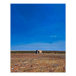 Póster Solitário a bordo na paisagem do deserto largo