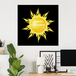 Poster Solstício do verão negro o dia mais longo do ano