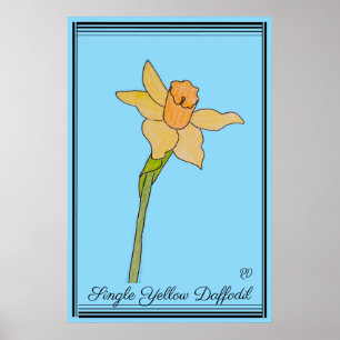 Poster Solteiro Amarelo Daffodil Bebê Azul