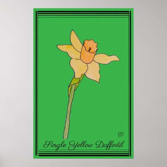 Poster Solteiro Amarelo Daffodil Kelly Green (Frente)