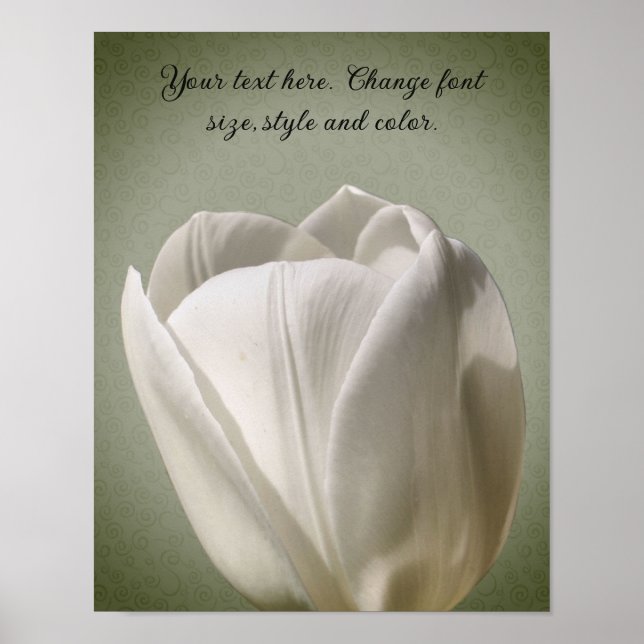 Poster Solteiro White Tulip Flower Crie seu próprio texto (Frente)