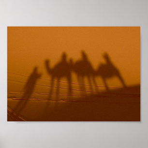 Póster SOMBRA da CARAVANA, deserto de Sahara, Marrocos