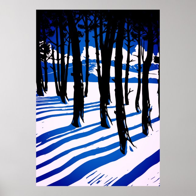 Poster Sombras da Floresta de inverno - Natureza Mínima A (Frente)