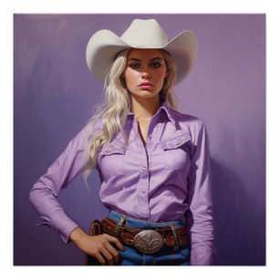 Póster Sombras da Lavanda: Arte de Muro de Cowgirl