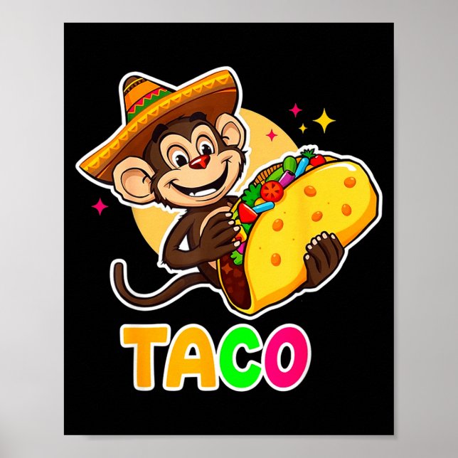 Poster sombrero de macaco mexicano taco el squatcho diver (Frente)