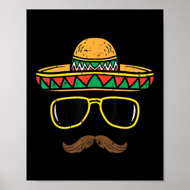Poster Sombrero Face Cinco De Mayo Partido Fiesta Mexican (Frente)