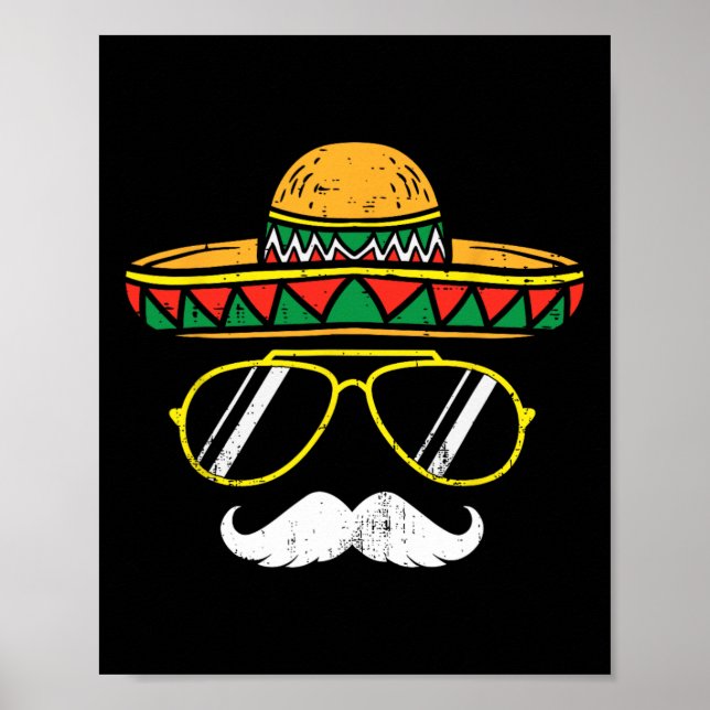 Poster Sombrero Face Cinco De Mayo Partido Fiesta Mexican (Frente)