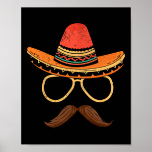 Poster Sombrero Face Cinco De Mayo Partido Fiesta Mexican