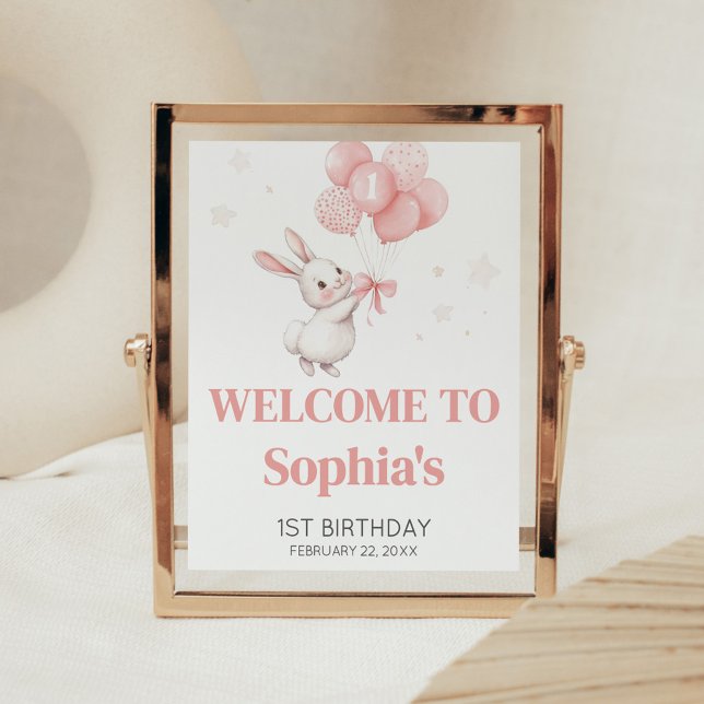 Poster Some Bunny Balloon Birthday Party Welcome Sign (Criador carregado)