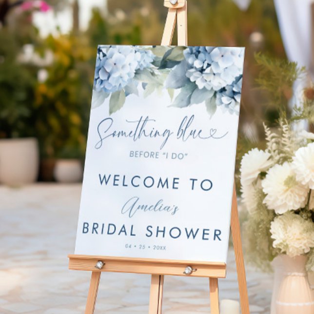 Poster Something Blue Hydrangea Bridal Shower Sign (Criador carregado)