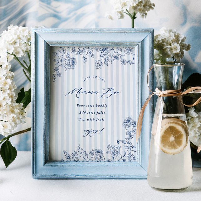 Poster Something Blue Mimosa Bar Sign Bridal Shower Party (Criador carregado)