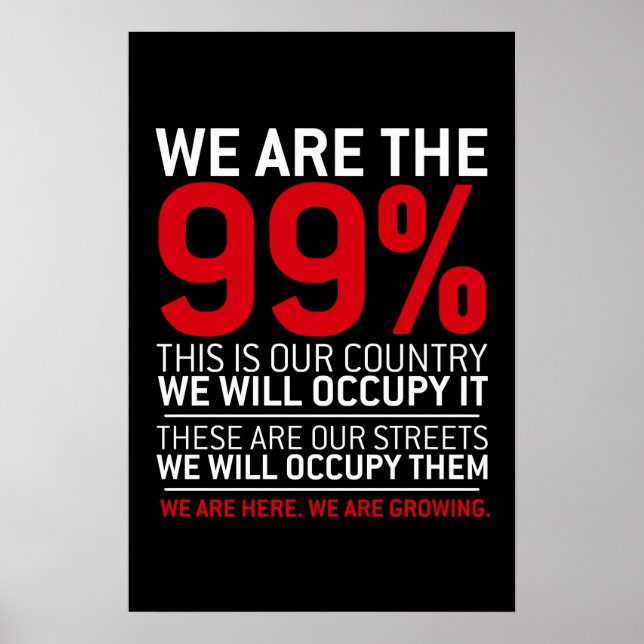 Póster Somos os 99% - 99% ocupam a parede da rua (Frente)