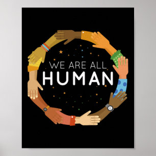 Poster Somos Todos Humanos Justiça Racial Igualdade Human