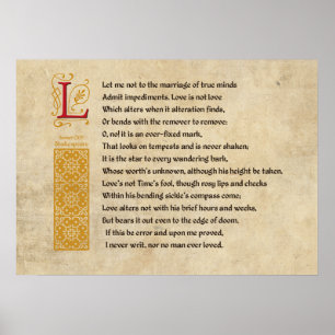 Póster Soneto 116 de Shakespeare (CXVI) no pergaminho