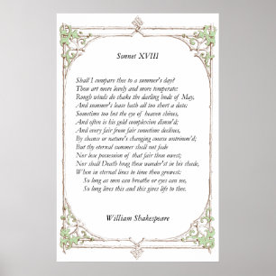 Póster Soneto # 18 por William Shakespeare