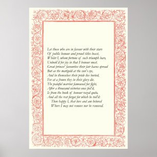 Póster Soneto # 25 por William Shakespeare