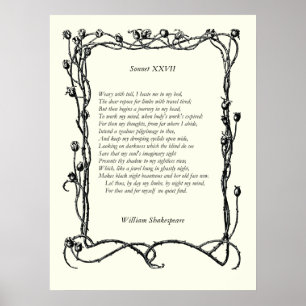 Póster Soneto # 27 por William Shakespeare