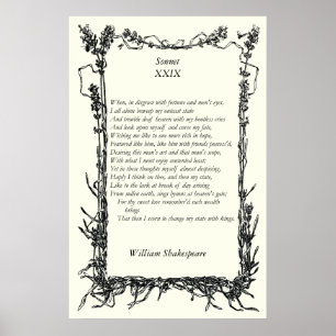 Póster Soneto # 29 por William Shakespeare