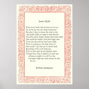 Póster Soneto # 43 por William Shakespeare