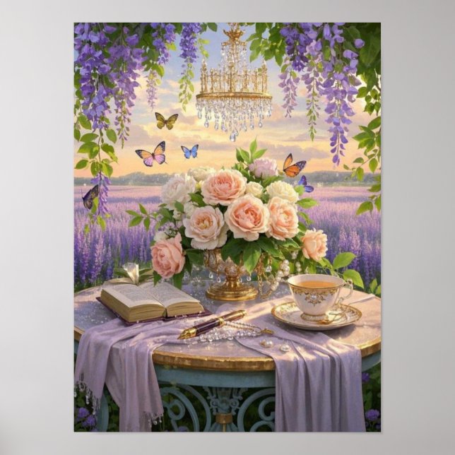 Poster Sonhadora, cena de foco suave de uma lavanda, Flor (Frente)