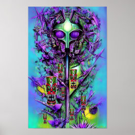 Poster Sonhando com uma Árvore Tiki Estranha