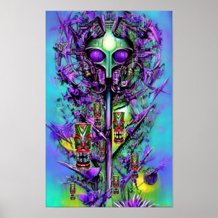Poster Sonhando com uma Árvore Tiki Estranha