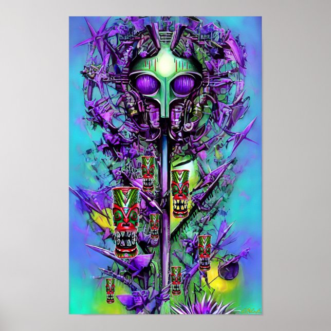 Poster Sonhando com uma Árvore Tiki Estranha (Frente)