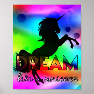 Poster Sonhe Como um Unicórnio! - Design brilhante e colo