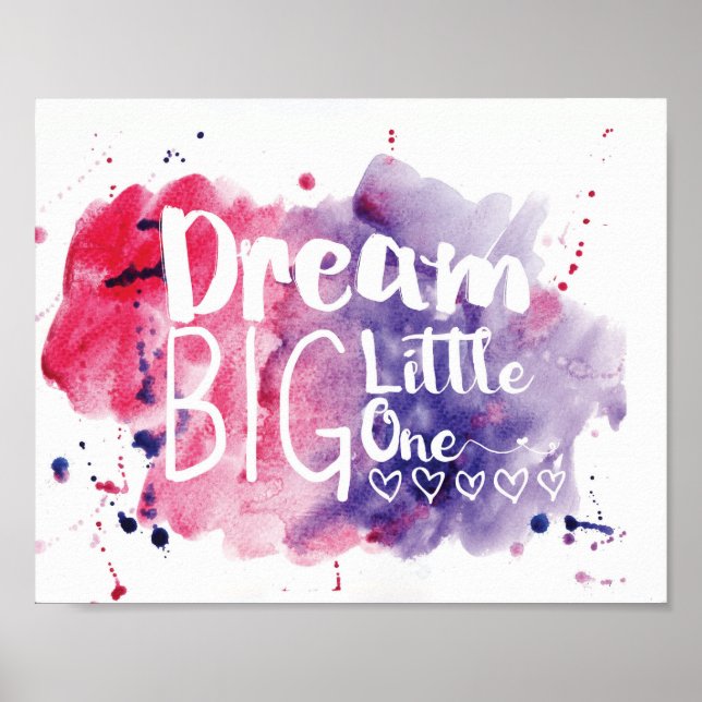 Poster Sonhe Grande Pequeno(a) - rosa/roxo (Frente)