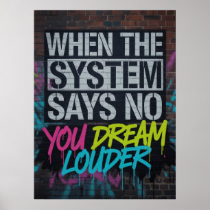 Poster Sonhe Mais Alto, Citação Motivacional Grafite Urba