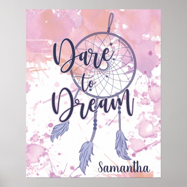 Poster Sonhe para Ousar Dreamcatcher Personalizado em Aqu (Frente)