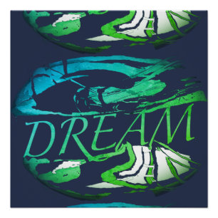 Póster "Sonho" Aqua Light Green Inspirational Abstrato