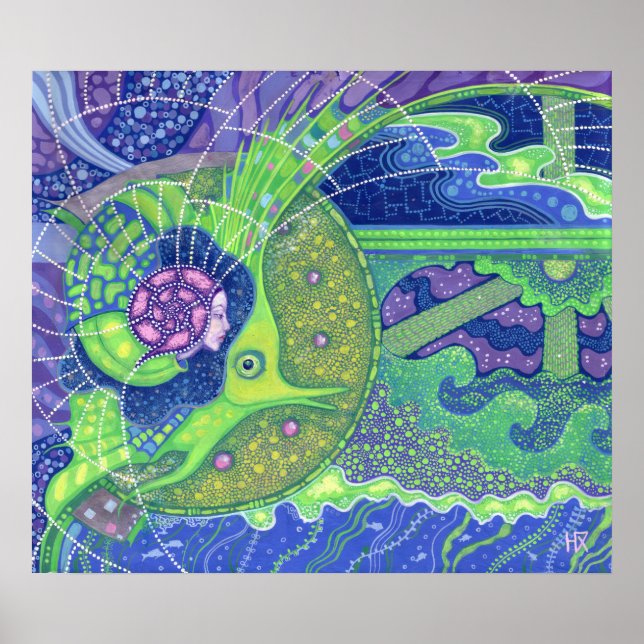 Poster Sonho com a fantasia da sereia do surrealismo da l (Frente)