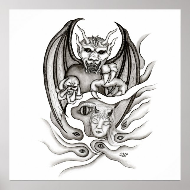 Poster Sonho da Meia-Noite - Demônios no estilo da Tatuag (Frente)