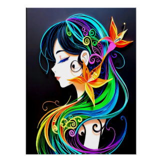 Póster Sonho De Cabelo Arco-Íris.