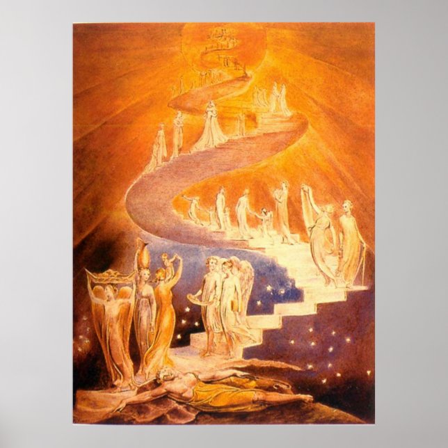 Póster Sonho de Jacob por William Blake (Frente)