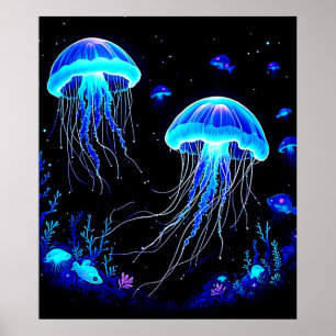 Poster Sonho de medusa bioluminescente