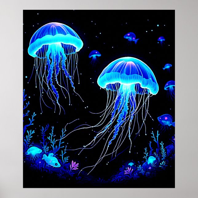 Poster Sonho de medusa bioluminescente (Frente)