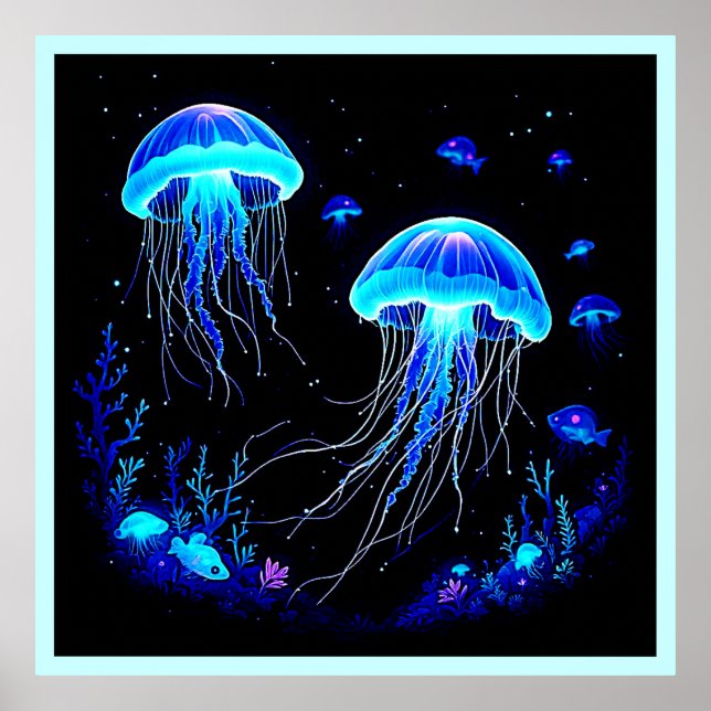 Poster Sonho de medusa bioluminescente (Frente)