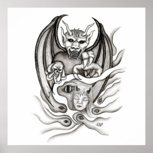 Poster Sonho de meia-noite - Demônios no estilo da tatua